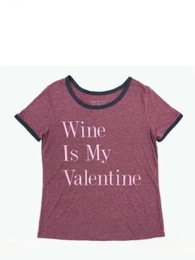 Weekend Soul Wine Is My Valentine Tee Size Large